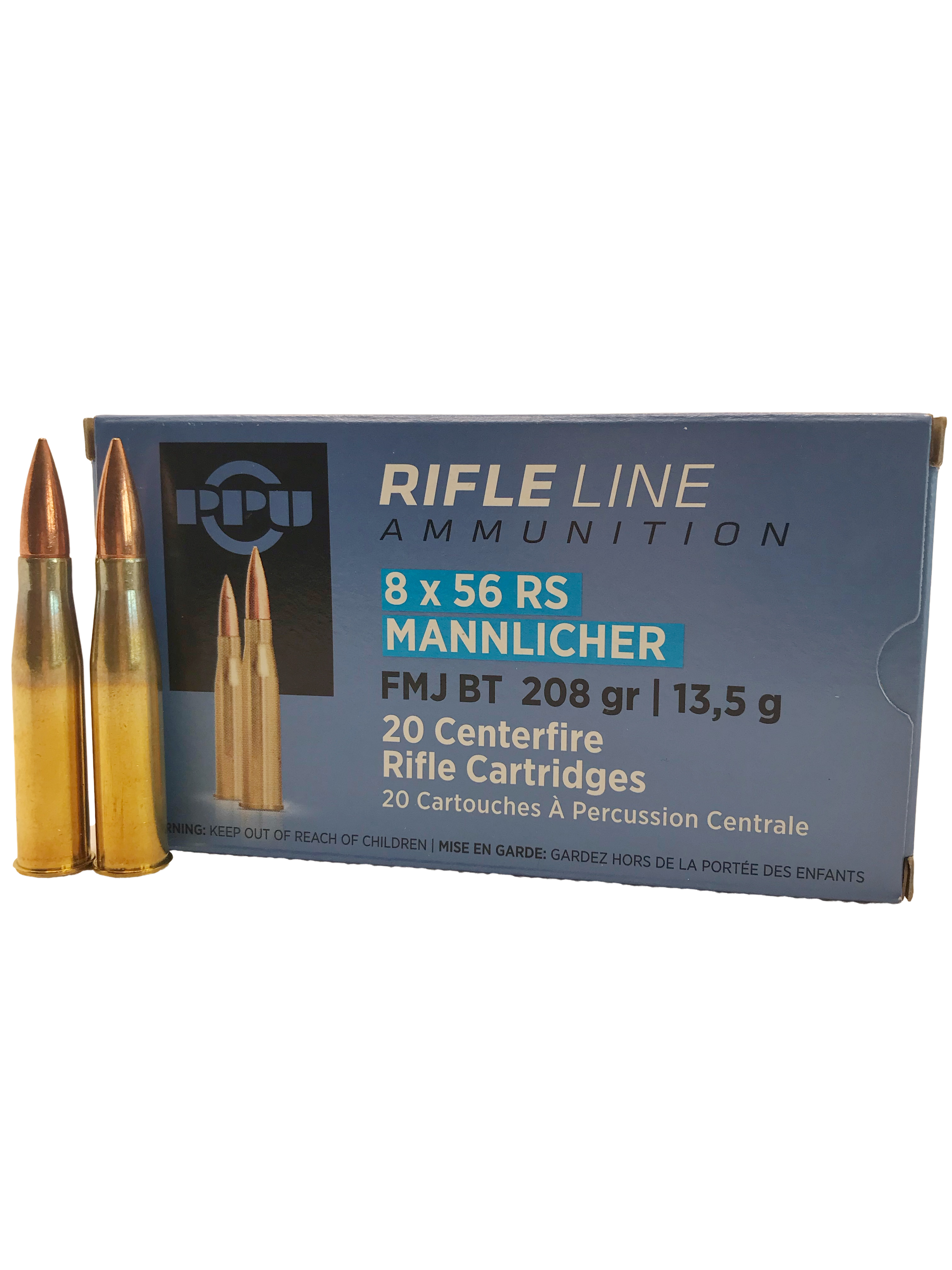 8x56 RS Mannlicher FMJ BT 208gr. PPU